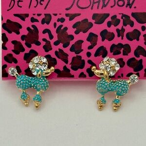 Betsey Johnson Gold and Turquoise Poodle Earrings!
